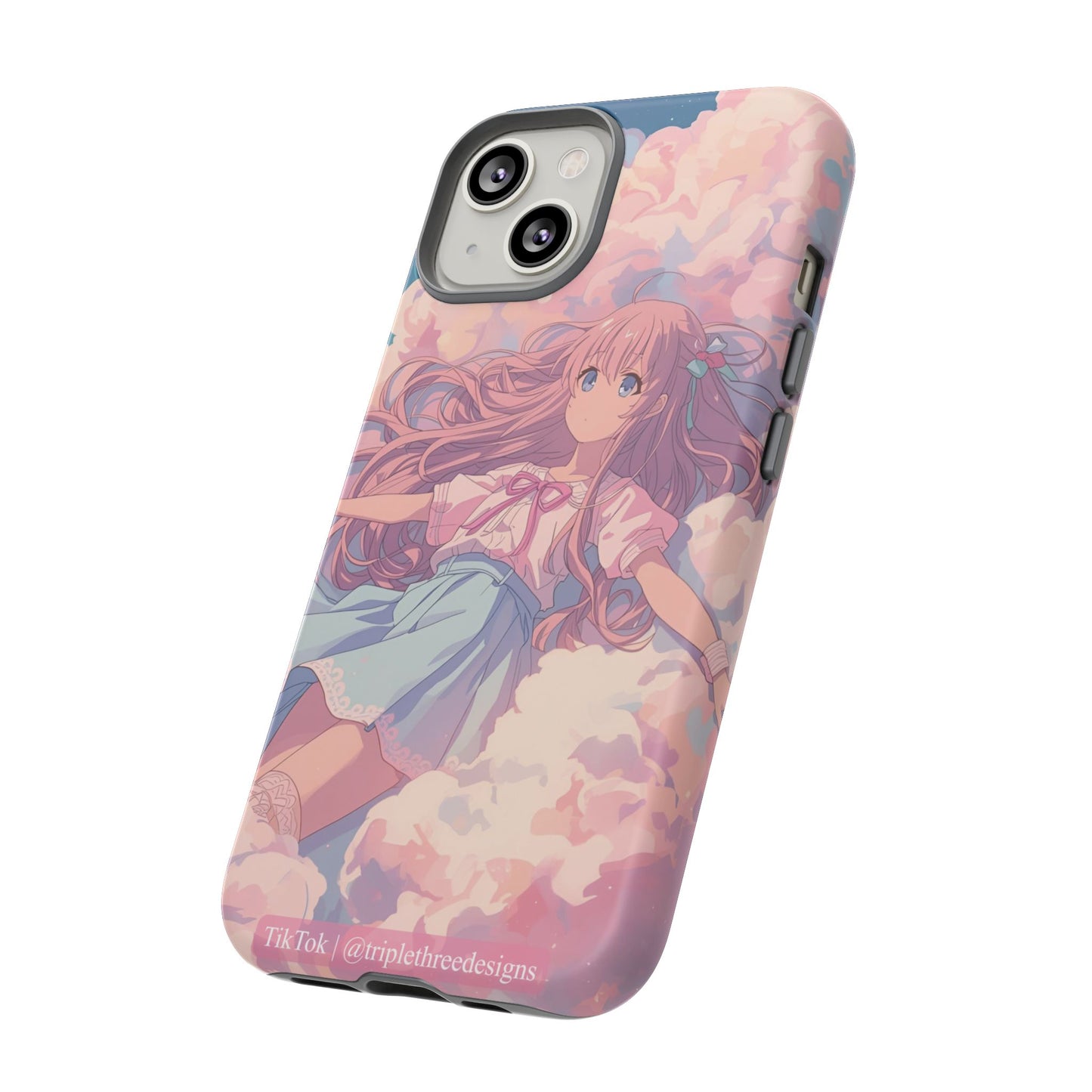 Dreamy Pastel Cloud Anime Girl Phone Case