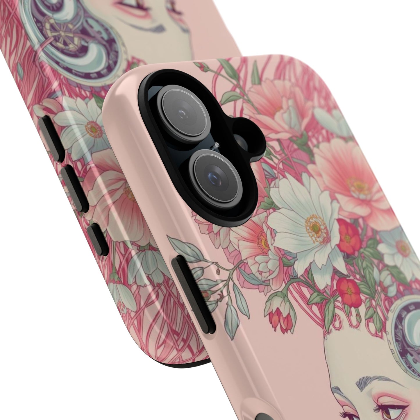 Pink Floral Cyberpunk Phone Case