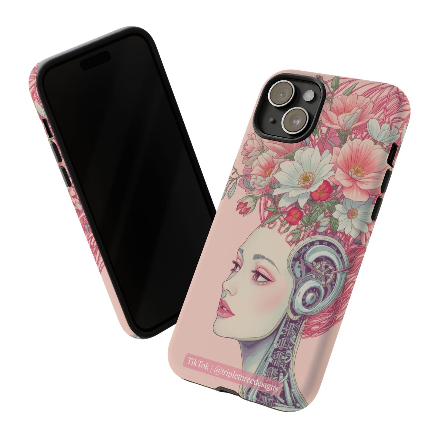 Pink Floral Cyberpunk Phone Case