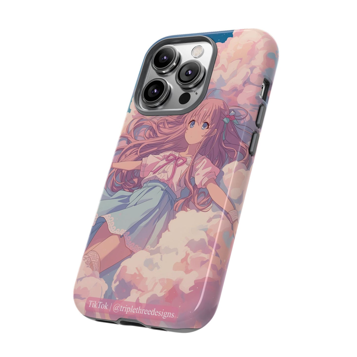 Dreamy Pastel Cloud Anime Girl Phone Case