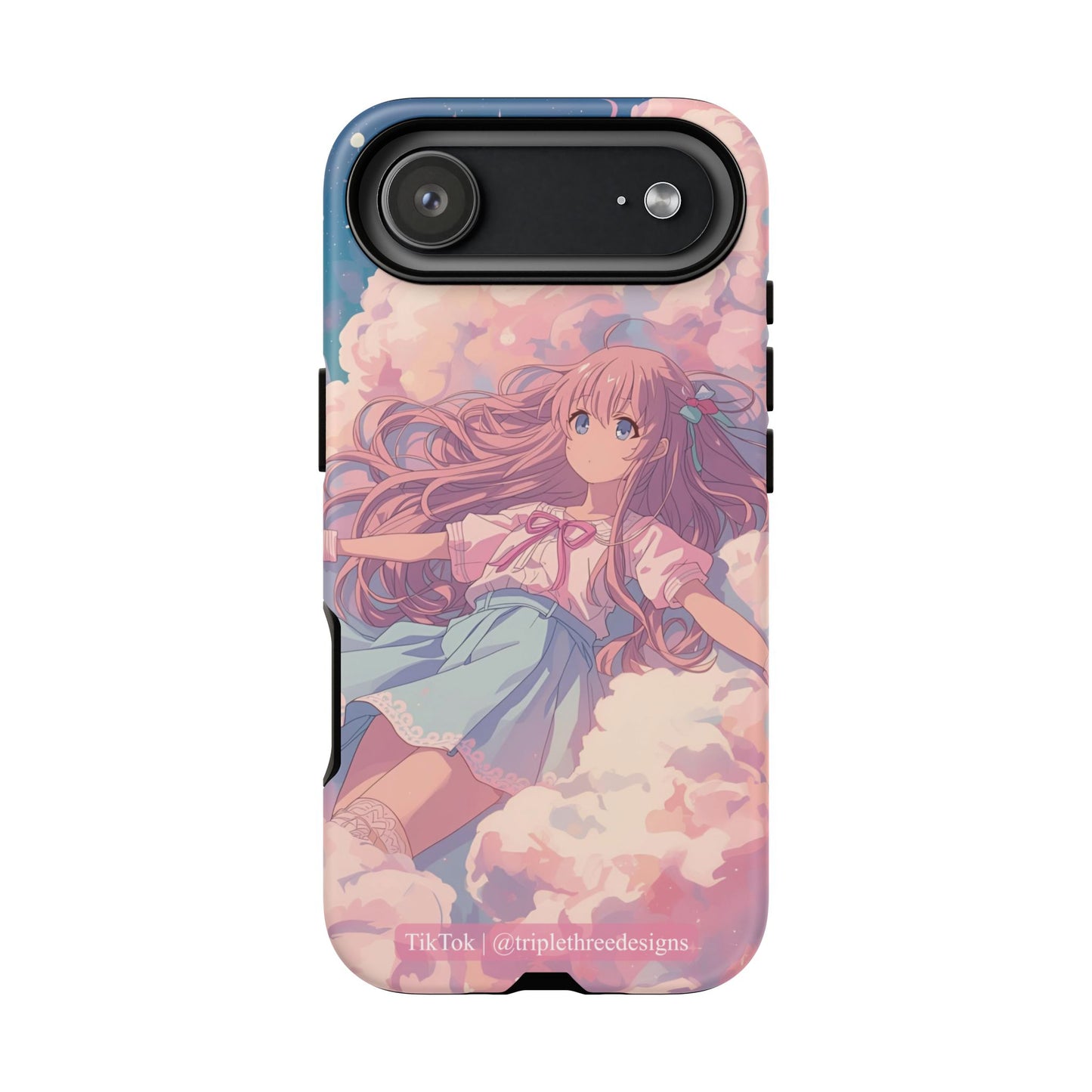 Dreamy Pastel Cloud Anime Girl Phone Case