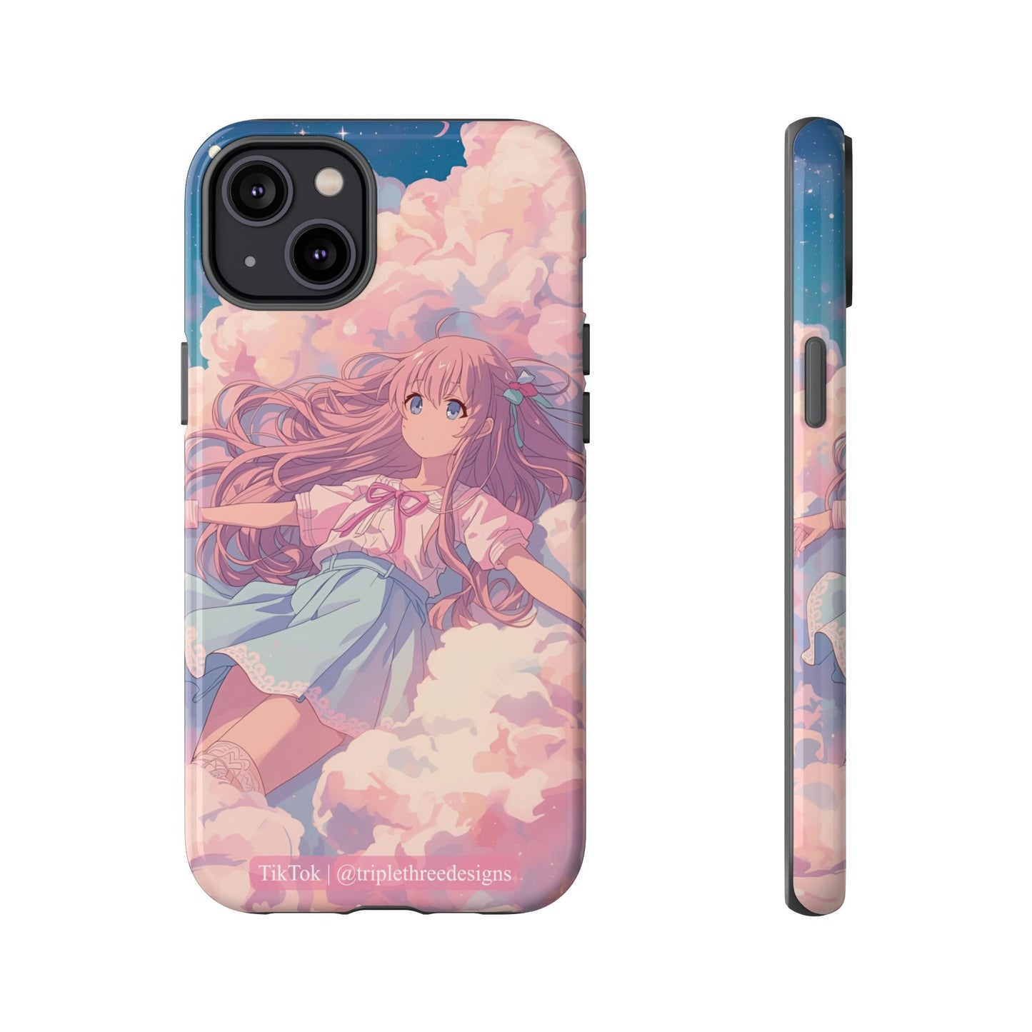 Dreamy Pastel Cloud Anime Girl Phone Case