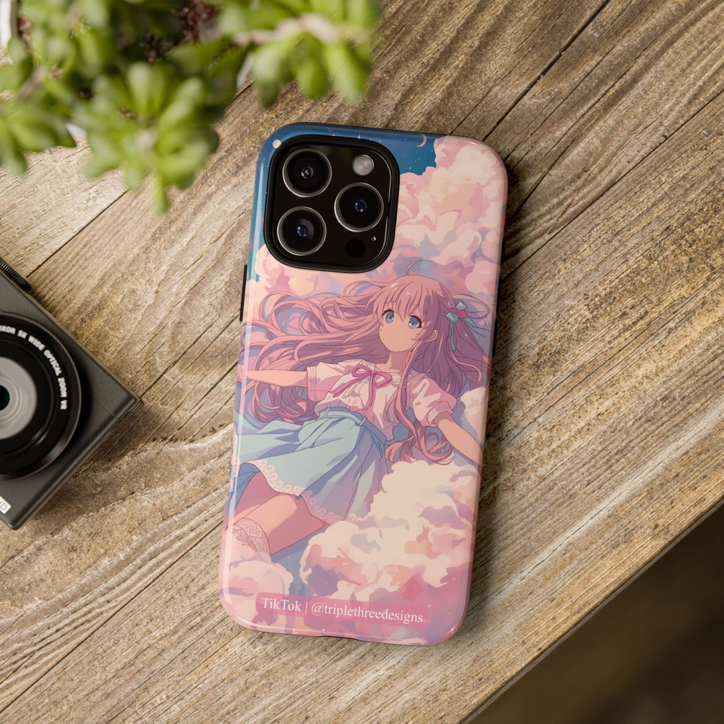 Dreamy Pastel Cloud Anime Girl Phone Case