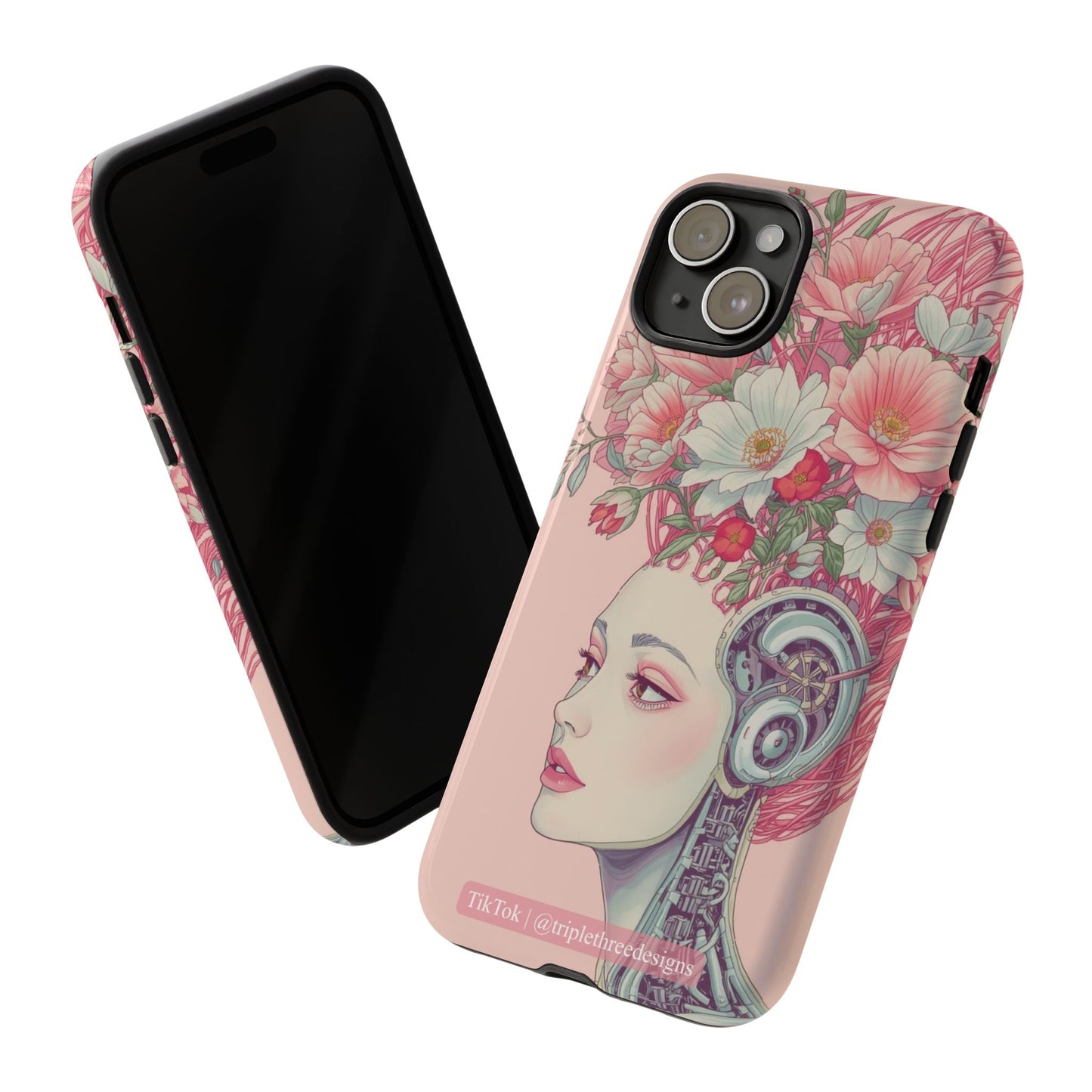 Pink Floral Cyberpunk Phone Case