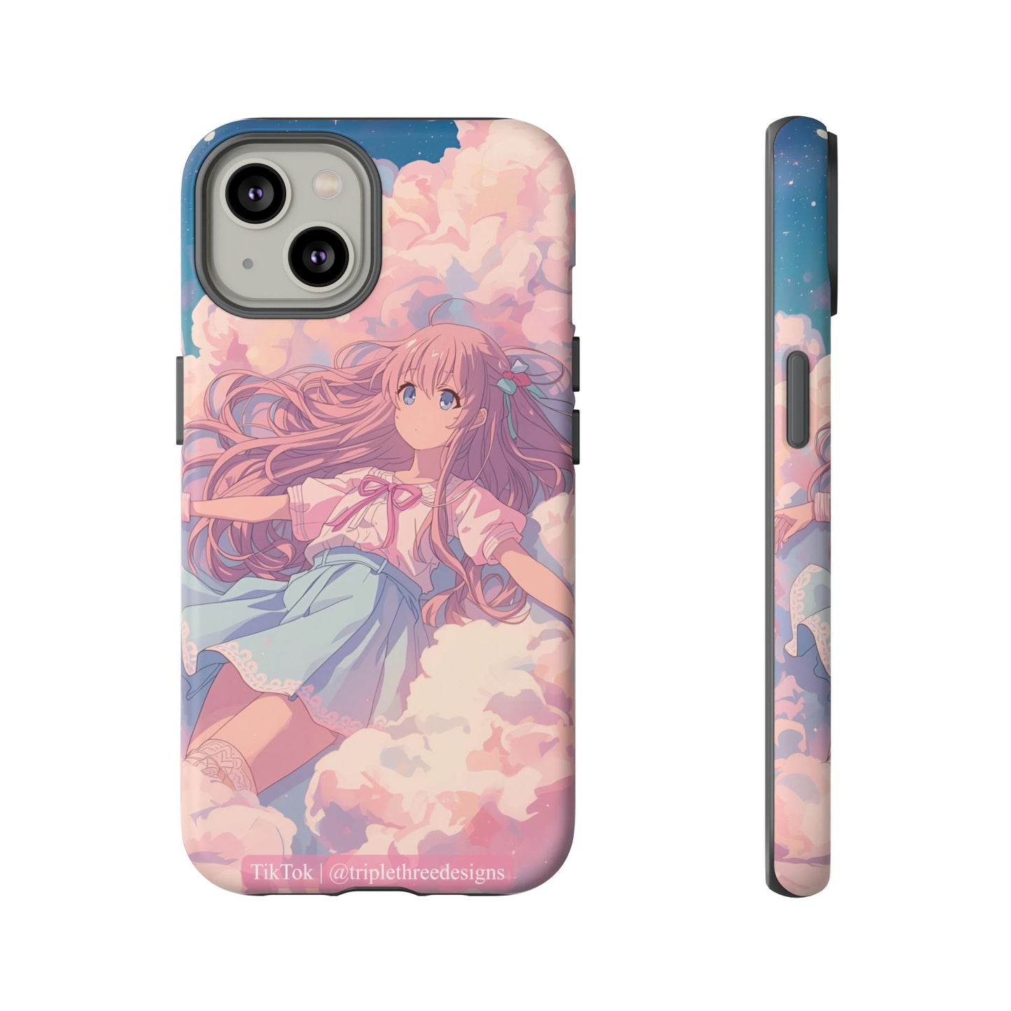 Dreamy Pastel Cloud Anime Girl Phone Case