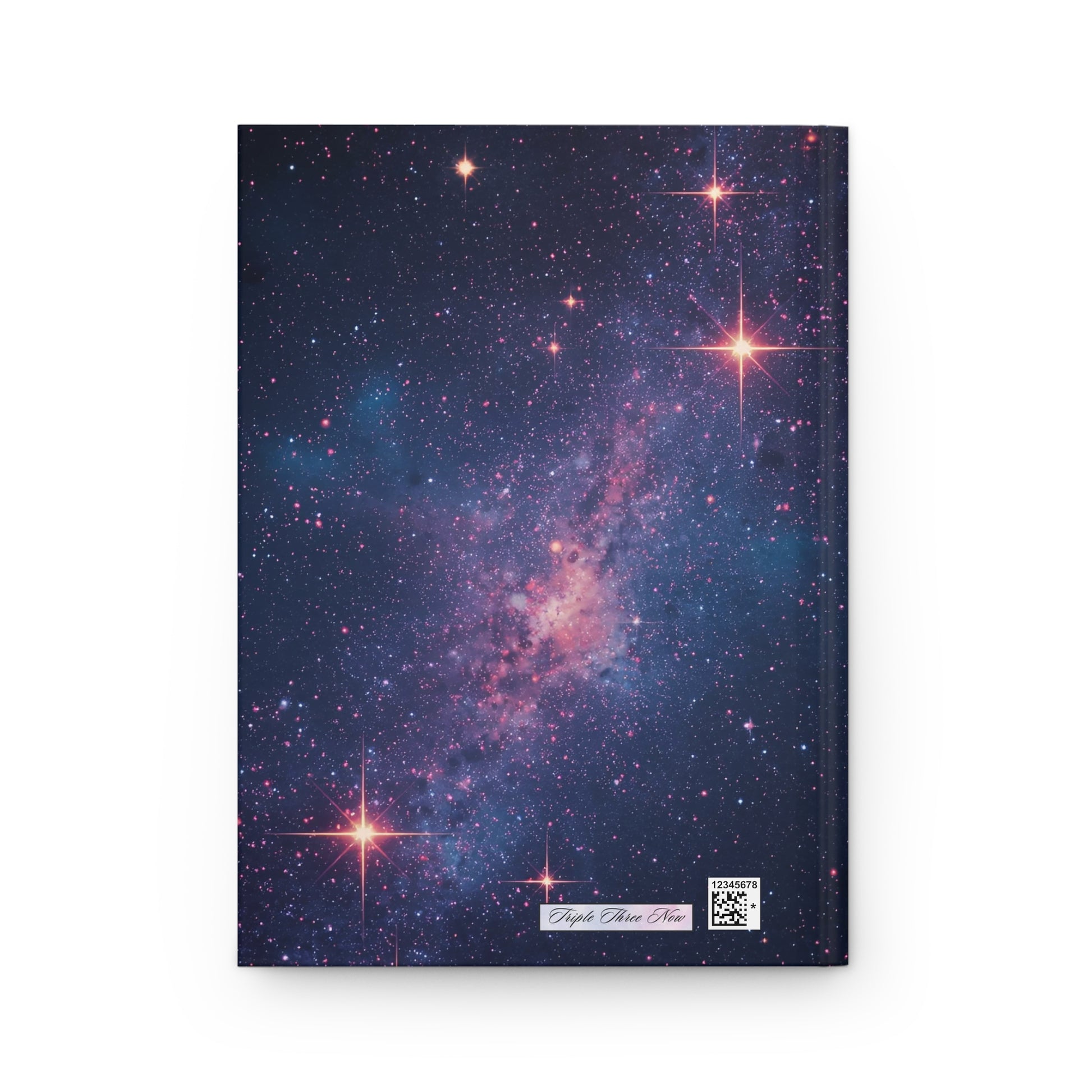 Notebook cover with a starry night sky design on a white background