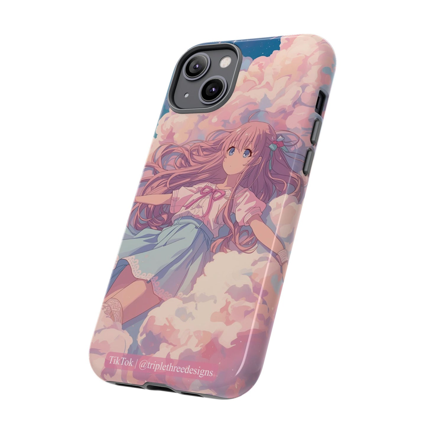Dreamy Pastel Cloud Anime Girl Phone Case