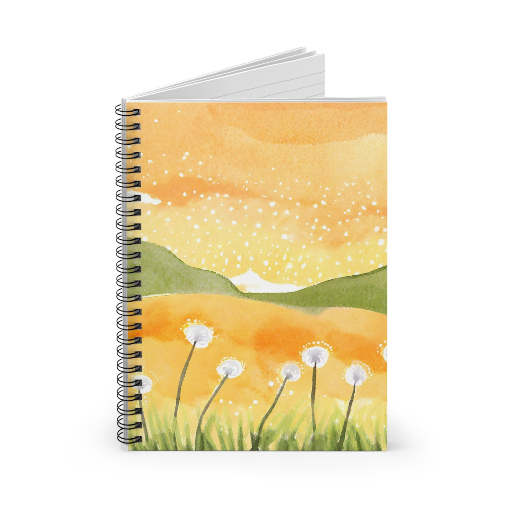Notebook with a dandelion design on a white background