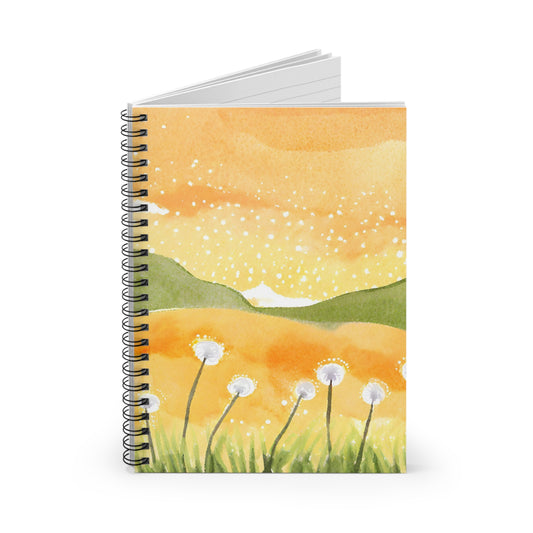 Notebook with a dandelion design on a white background
