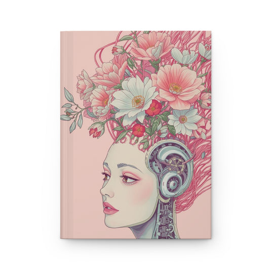pink floral cyberpunk feminine hardcover notebook front cover