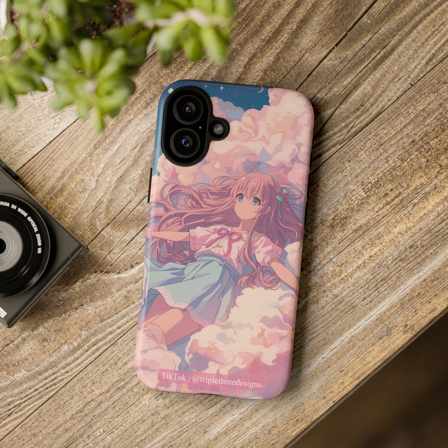 Dreamy Pastel Cloud Anime Girl Phone Case
