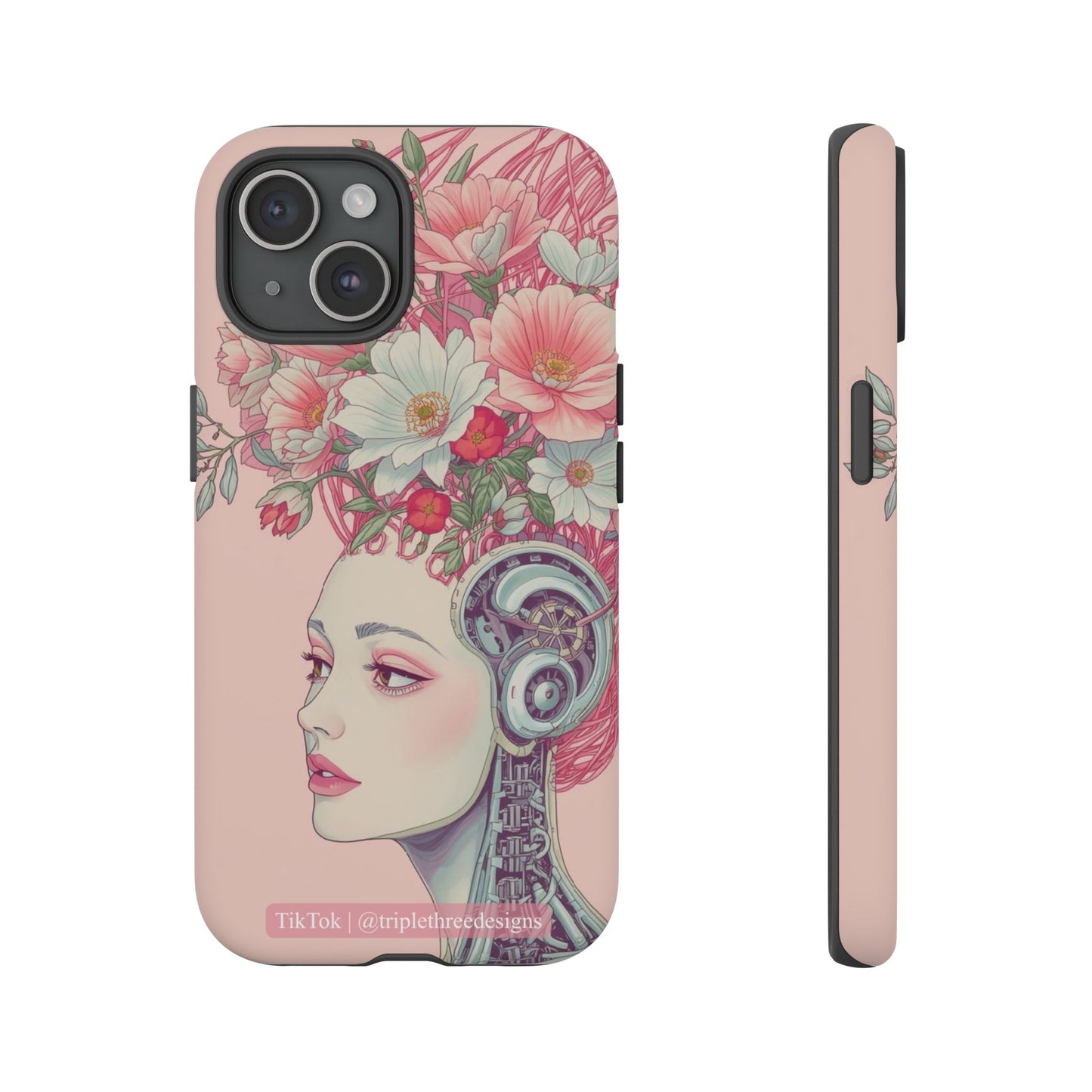 Pink Floral Cyberpunk Phone Case