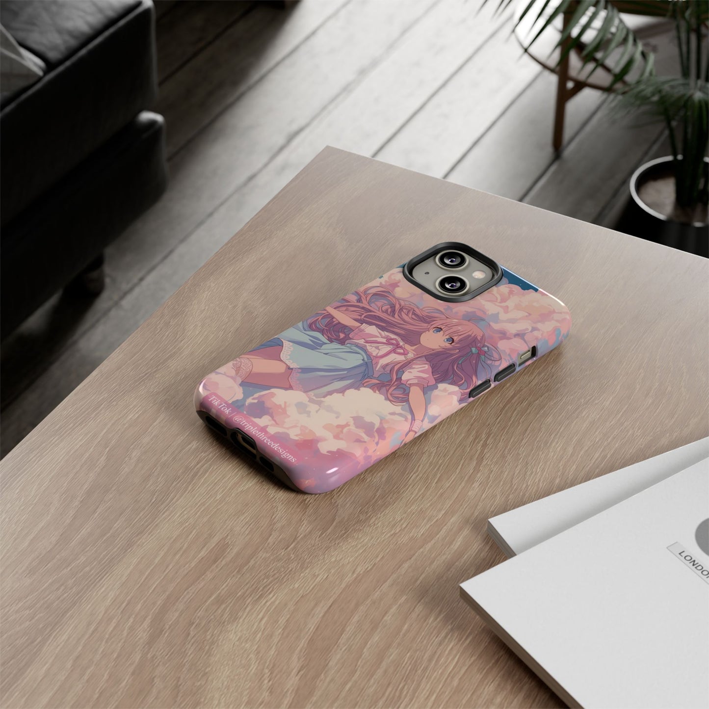 Dreamy Pastel Cloud Anime Girl Phone Case