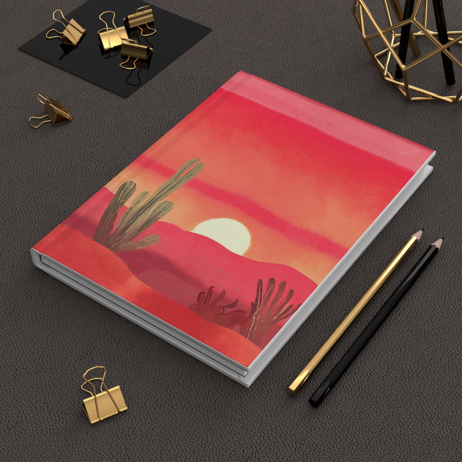 Red Desert Sunset Landscape Watercolor Hardcover