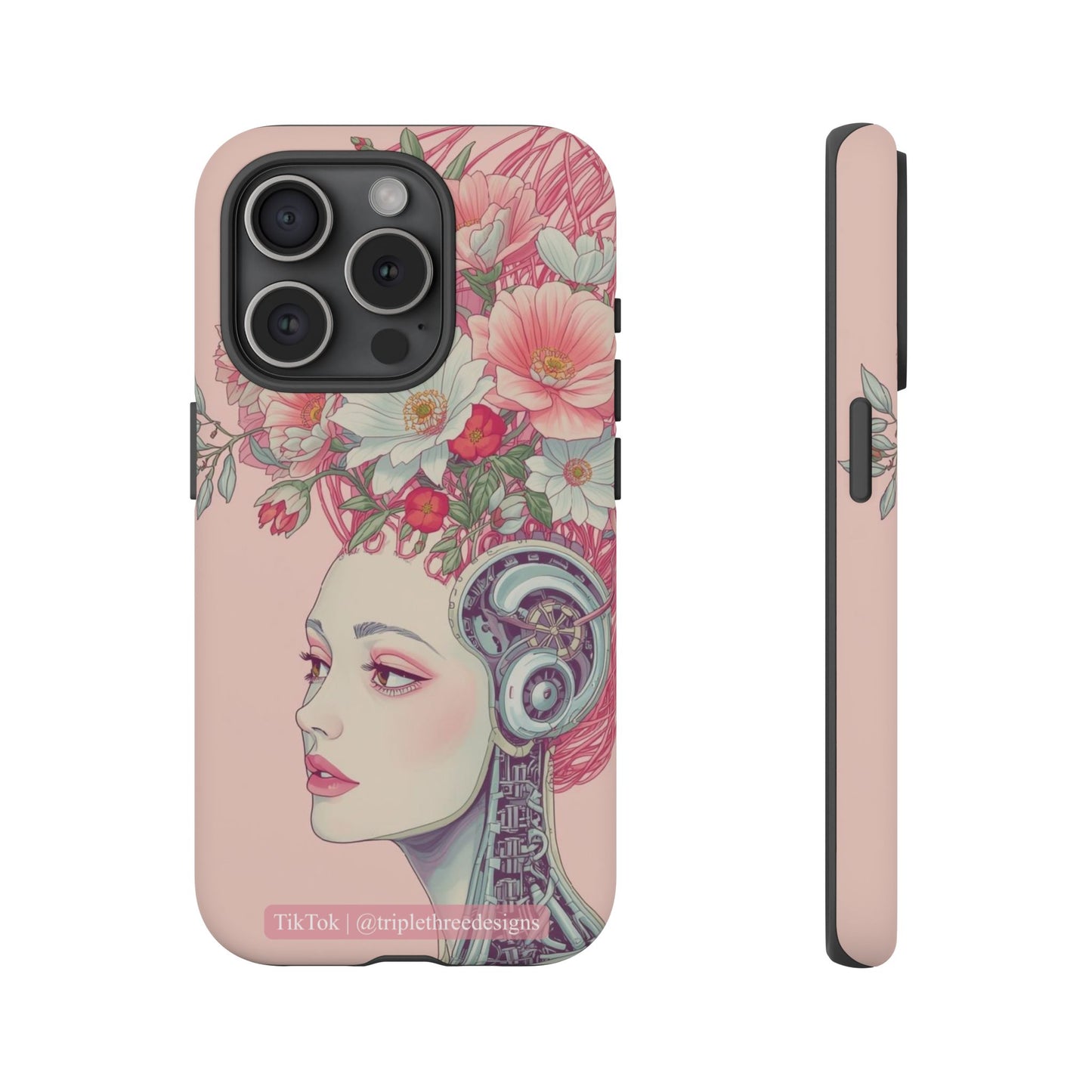Pink Floral Cyberpunk Phone Case