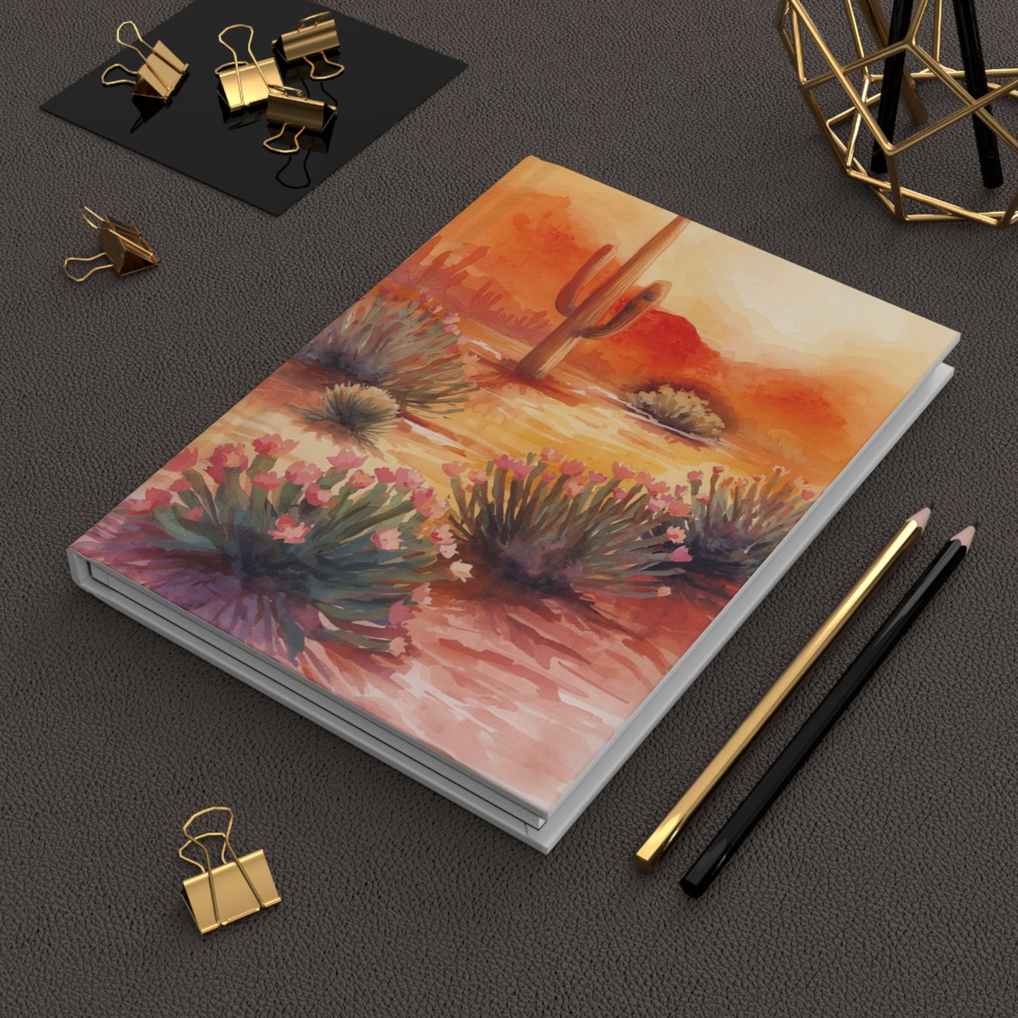 Desert Cactus Sunset Watercolor Hardcover Notebook