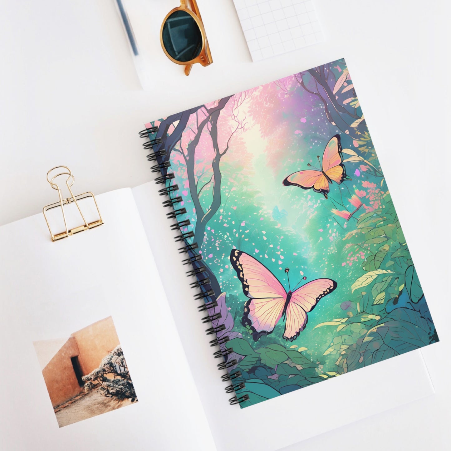 Pastel Butterfly Forest Spiral Notebook