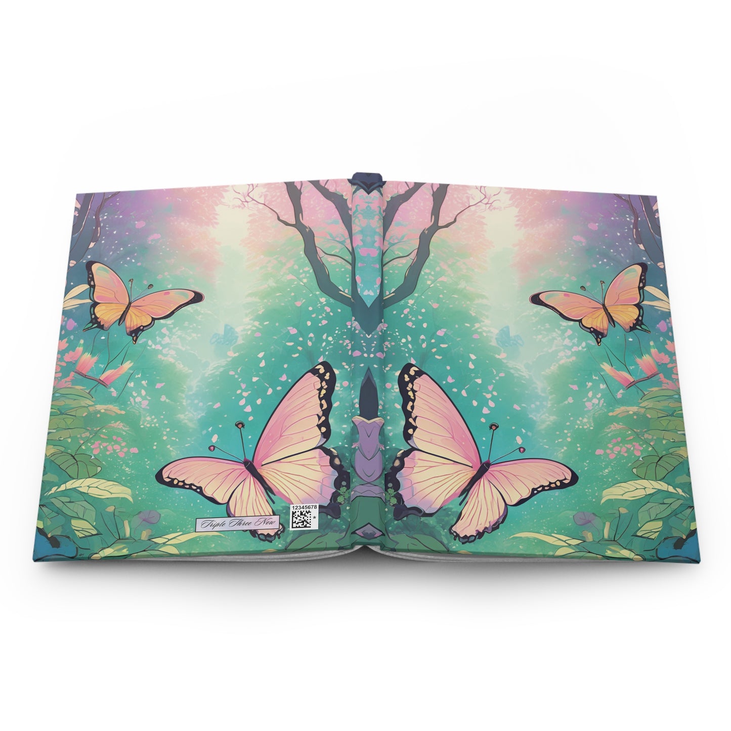 Colorful notebook with butterfly design on a white background