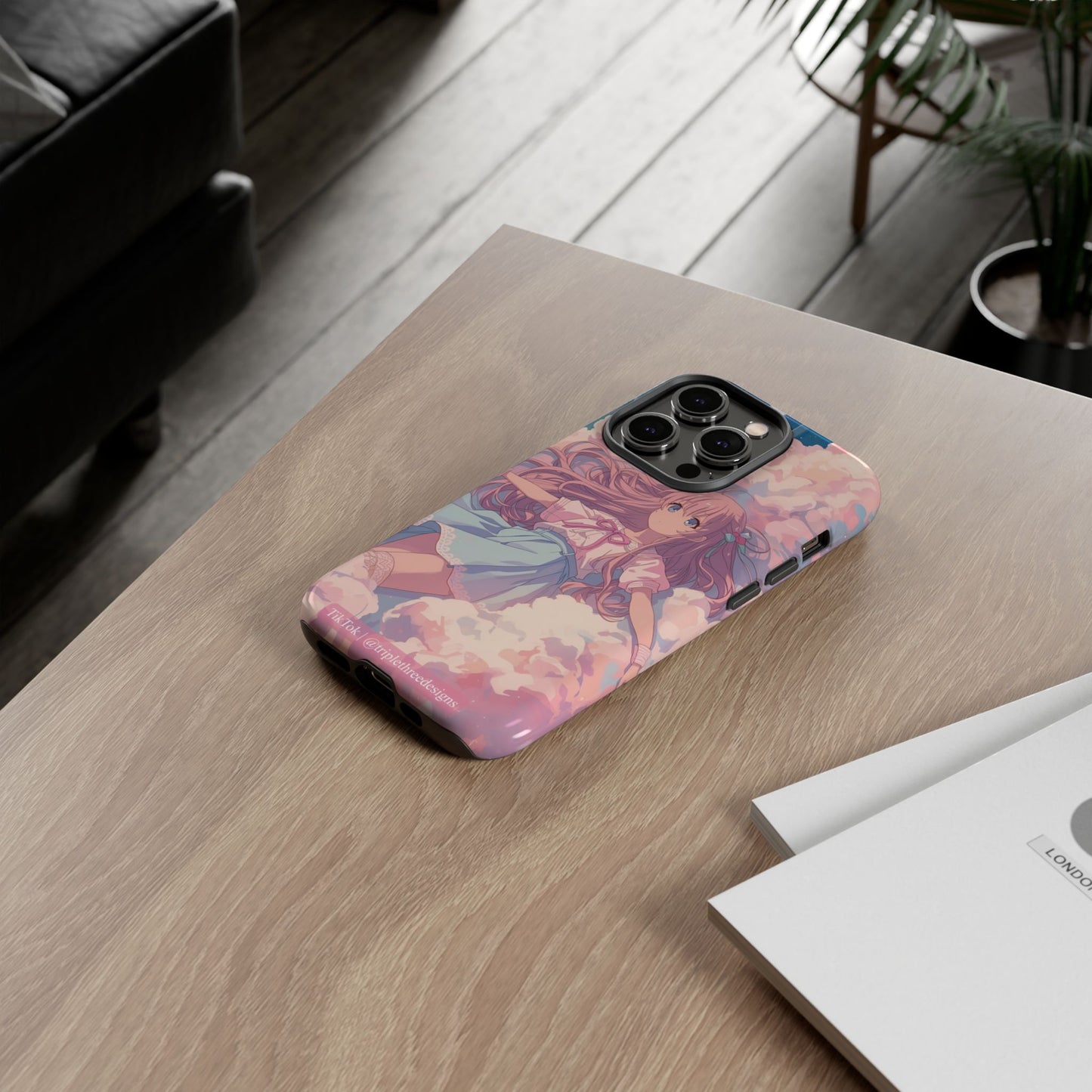 Dreamy Pastel Cloud Anime Girl Phone Case