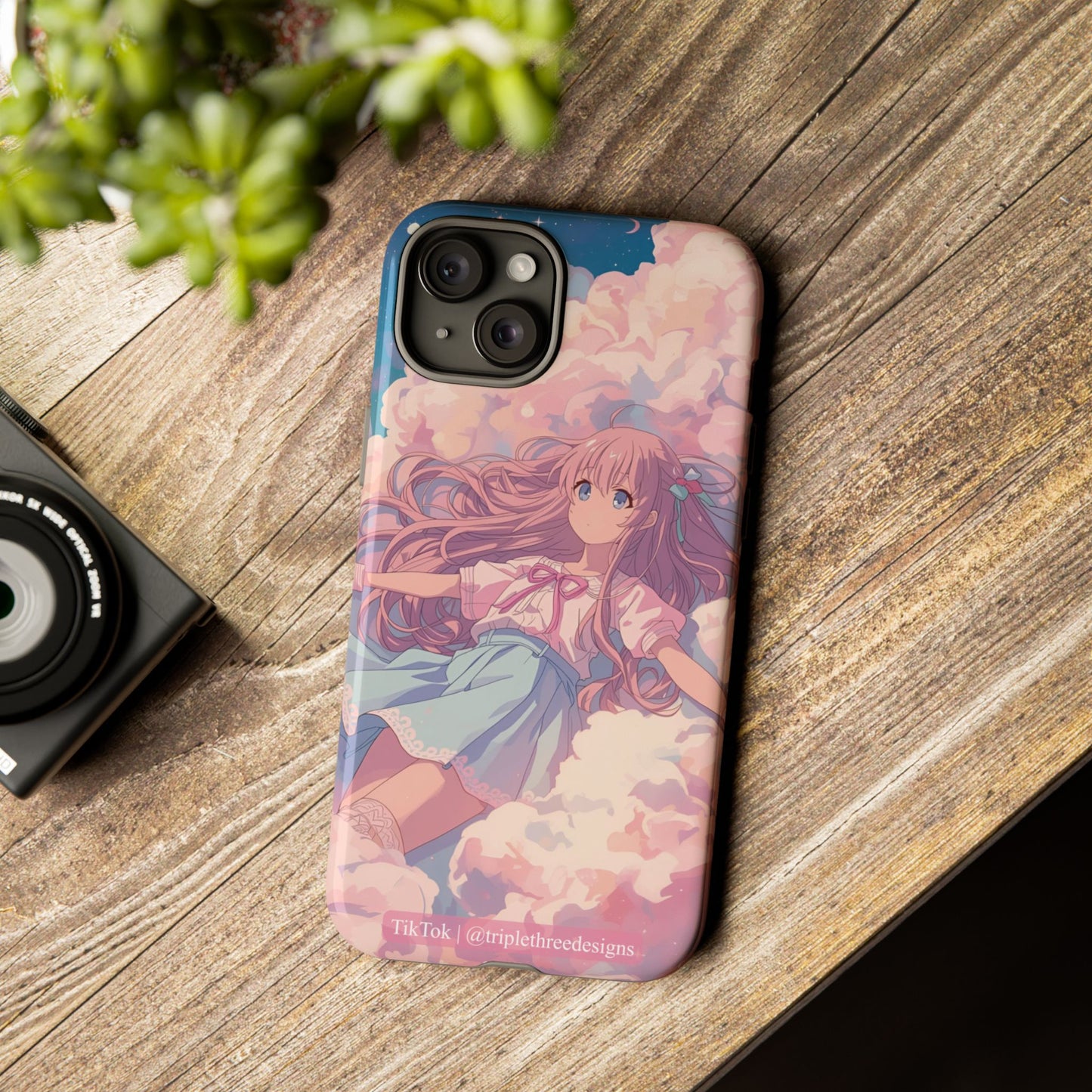 Dreamy Pastel Cloud Anime Girl Phone Case