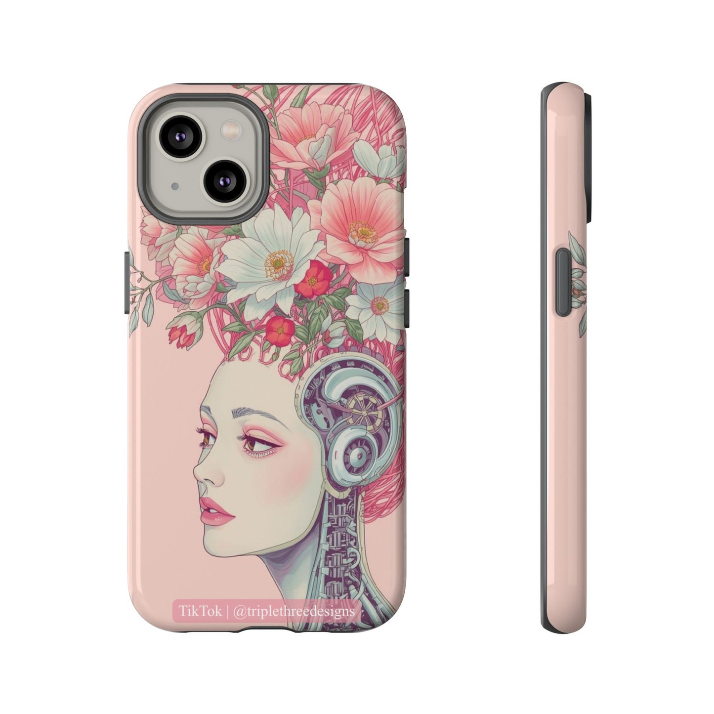 pink floral cyberpunk phone case