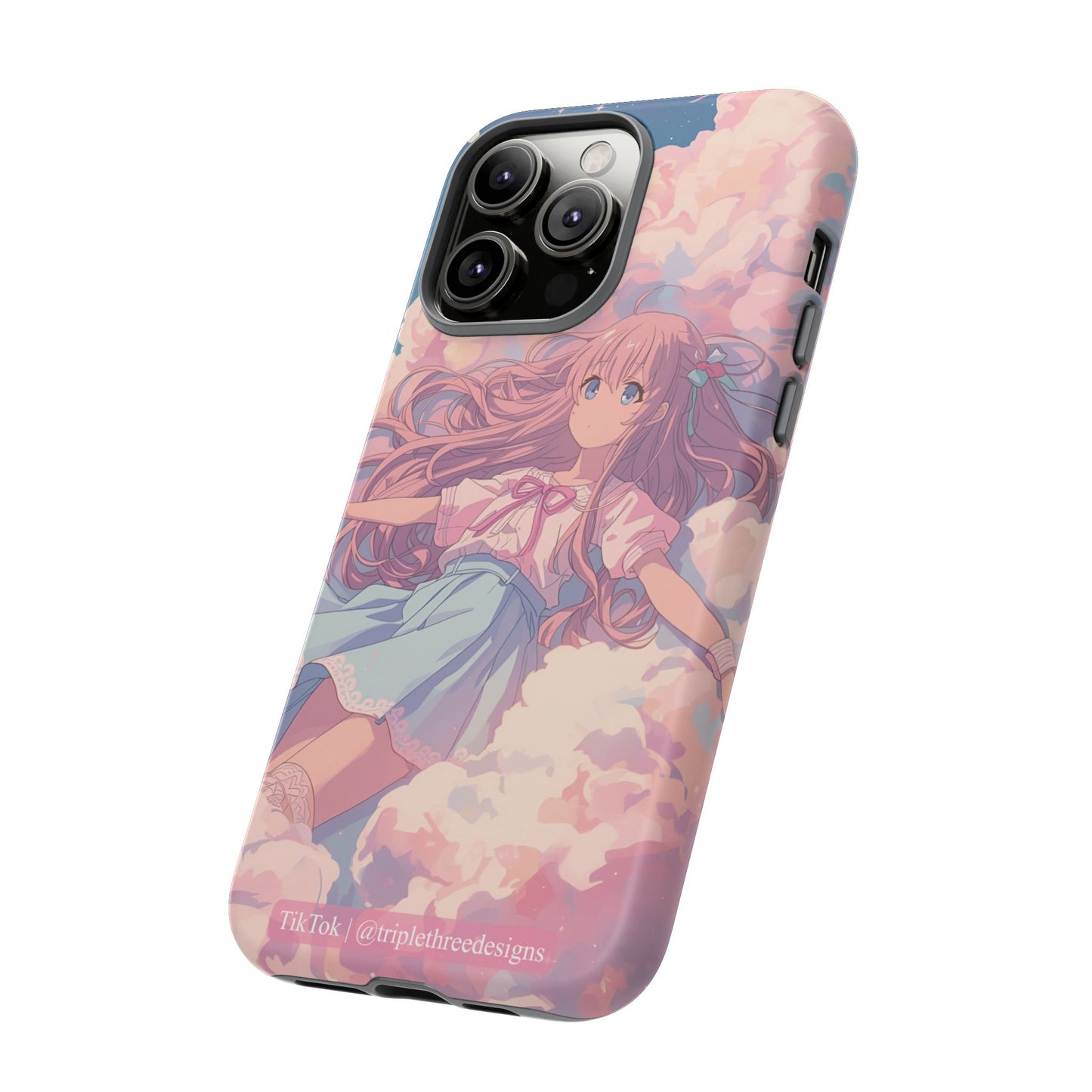 Dreamy Pastel Cloud Anime Girl Phone Case