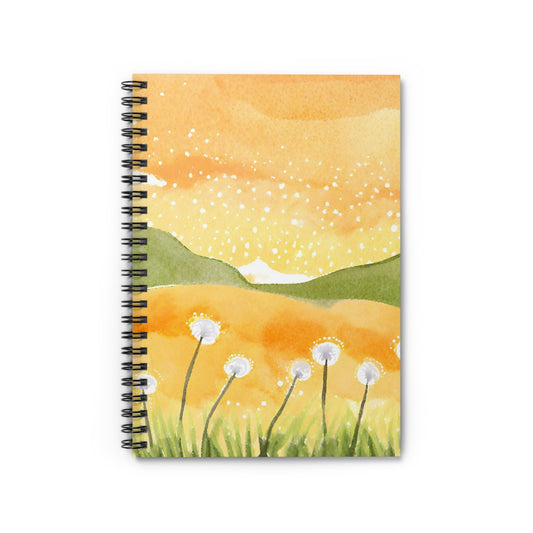 Notebook with a dandelion design on a white background
