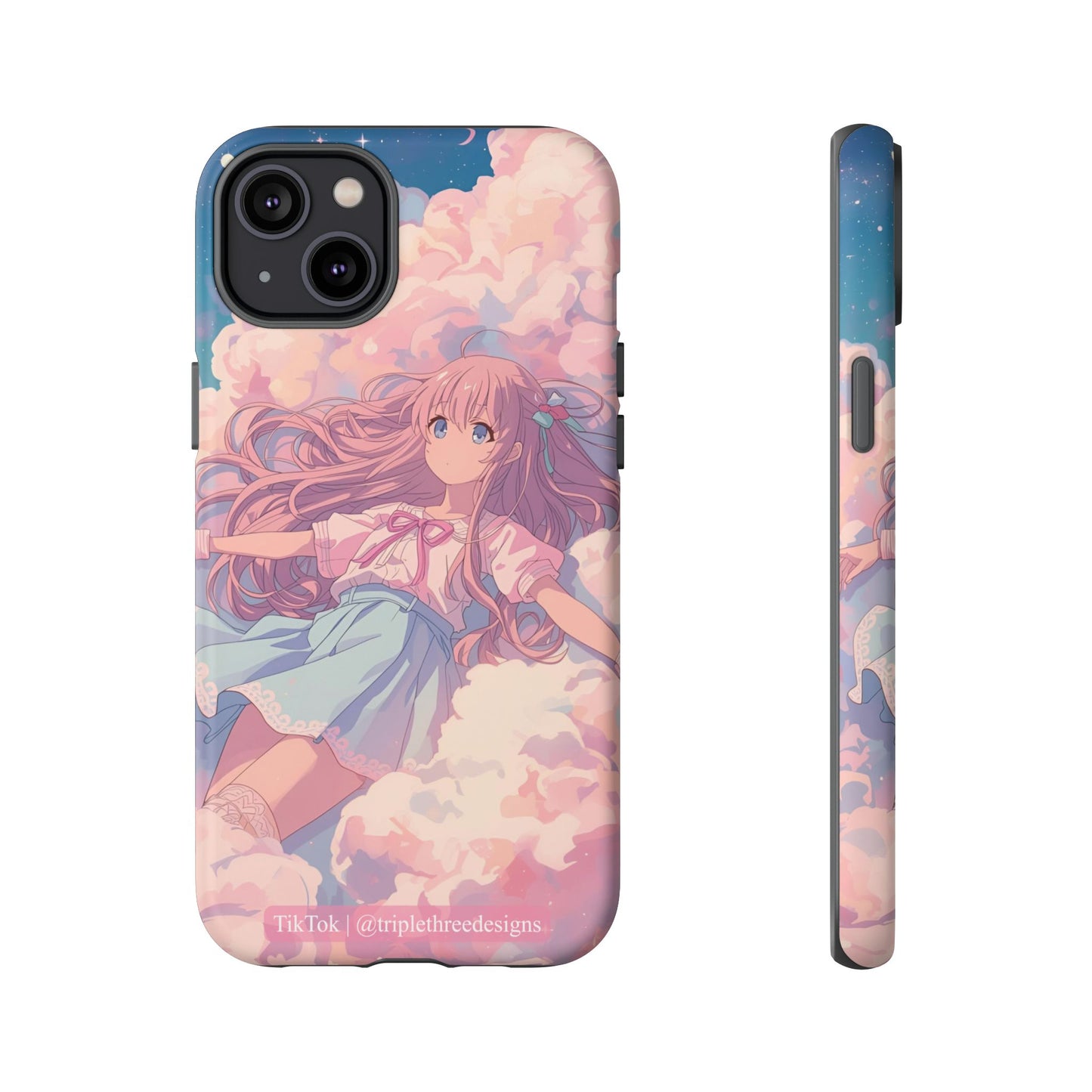Dreamy Pastel Cloud Anime Girl Phone Case