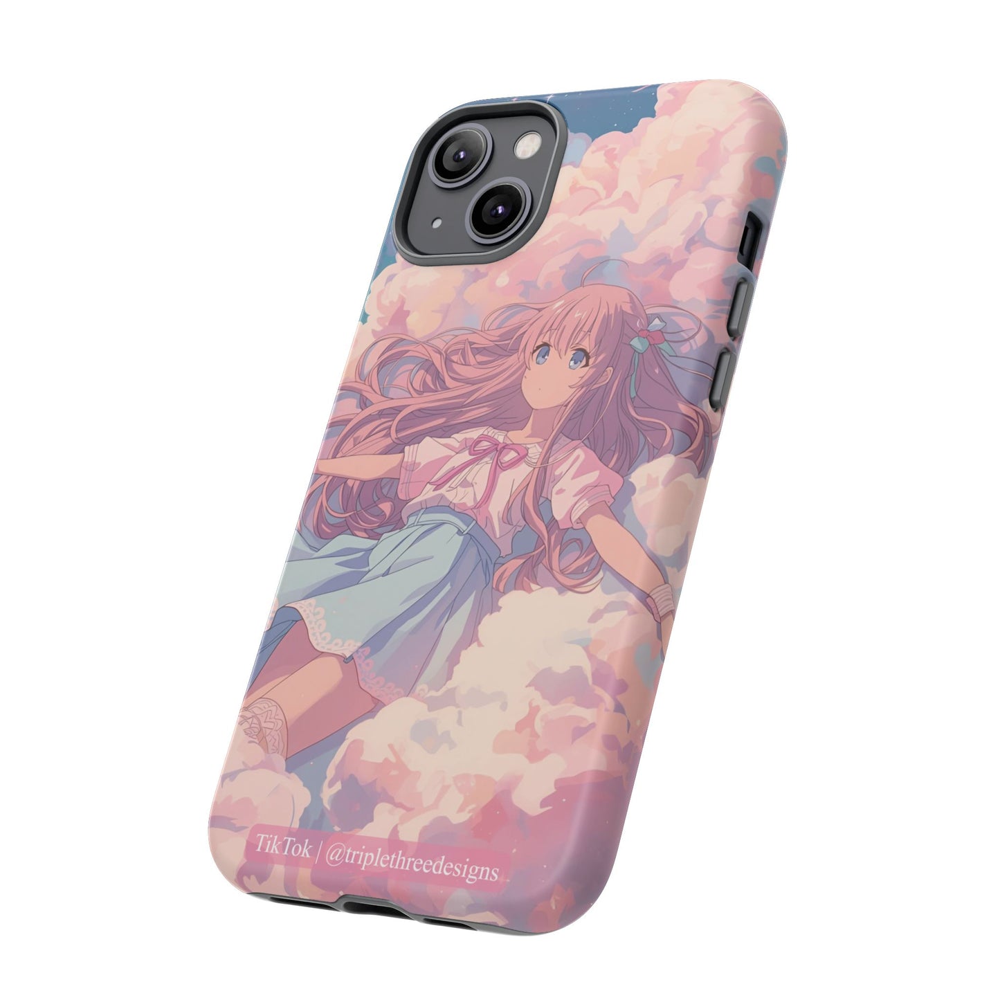 Dreamy Pastel Cloud Anime Girl Phone Case