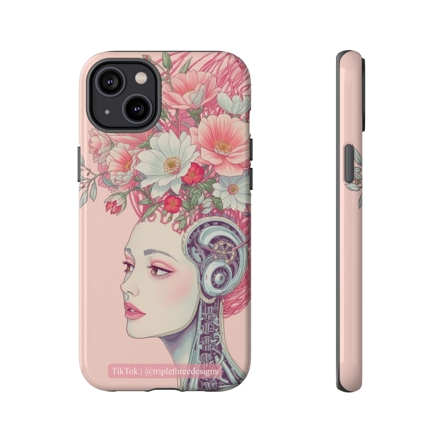 Pink Floral Cyberpunk Phone Case