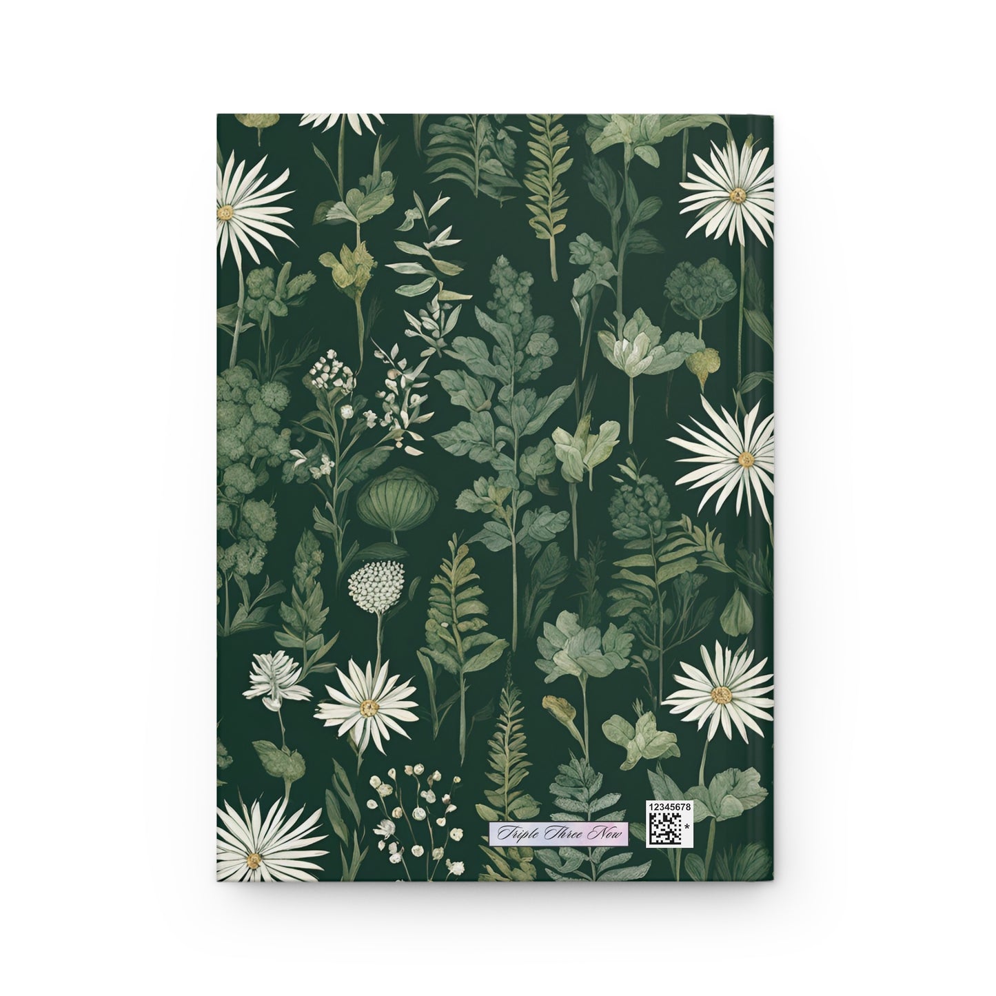 Notebook with floral pattern on a dark green background