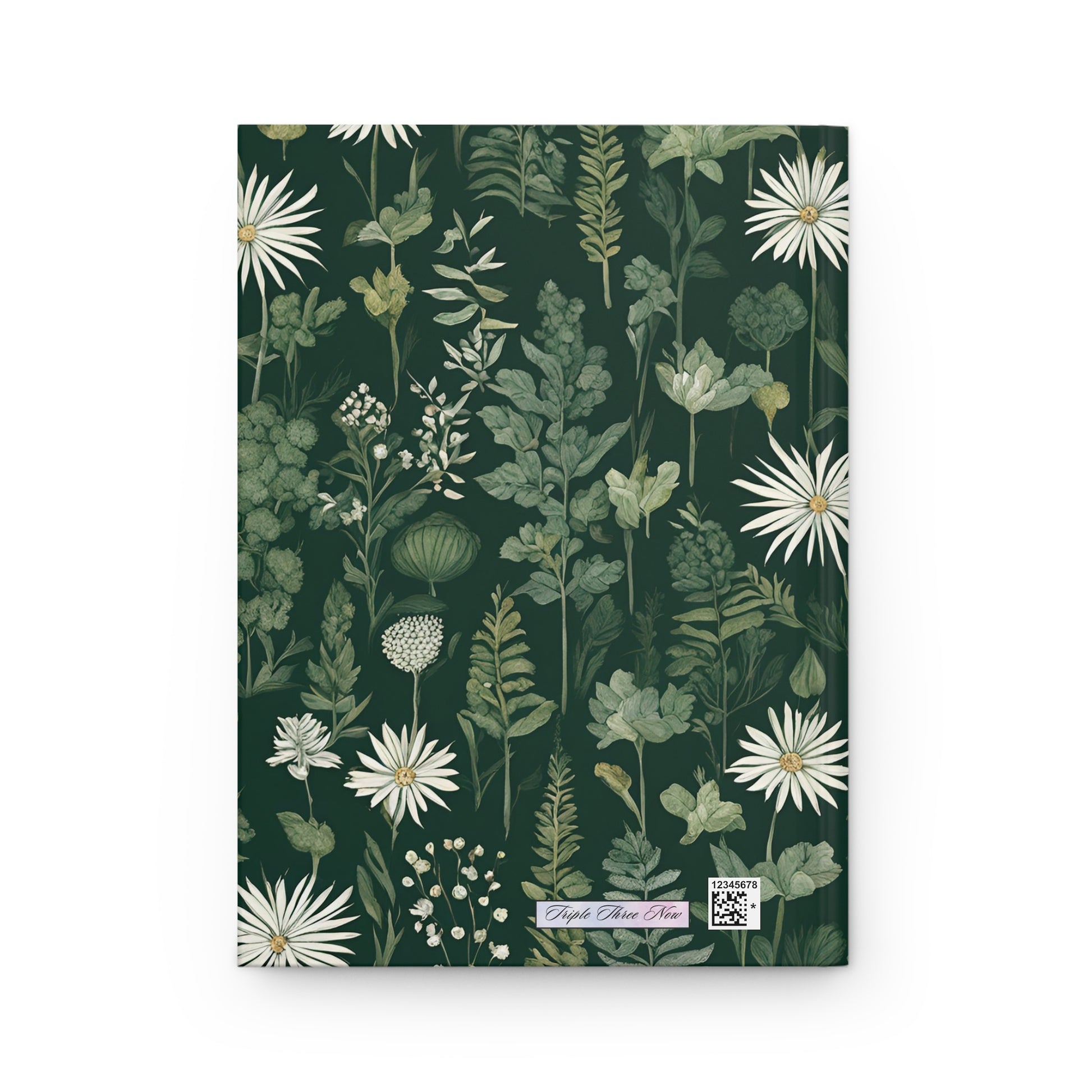 Notebook with floral pattern on a dark green background