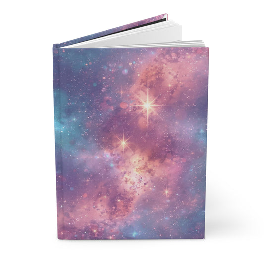 Notebook with a galaxy design on a white background