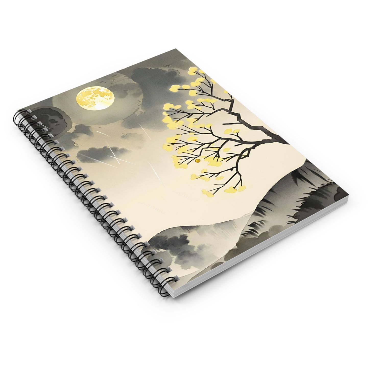 Moonlit Ink Landscape Notebook | Spiral
