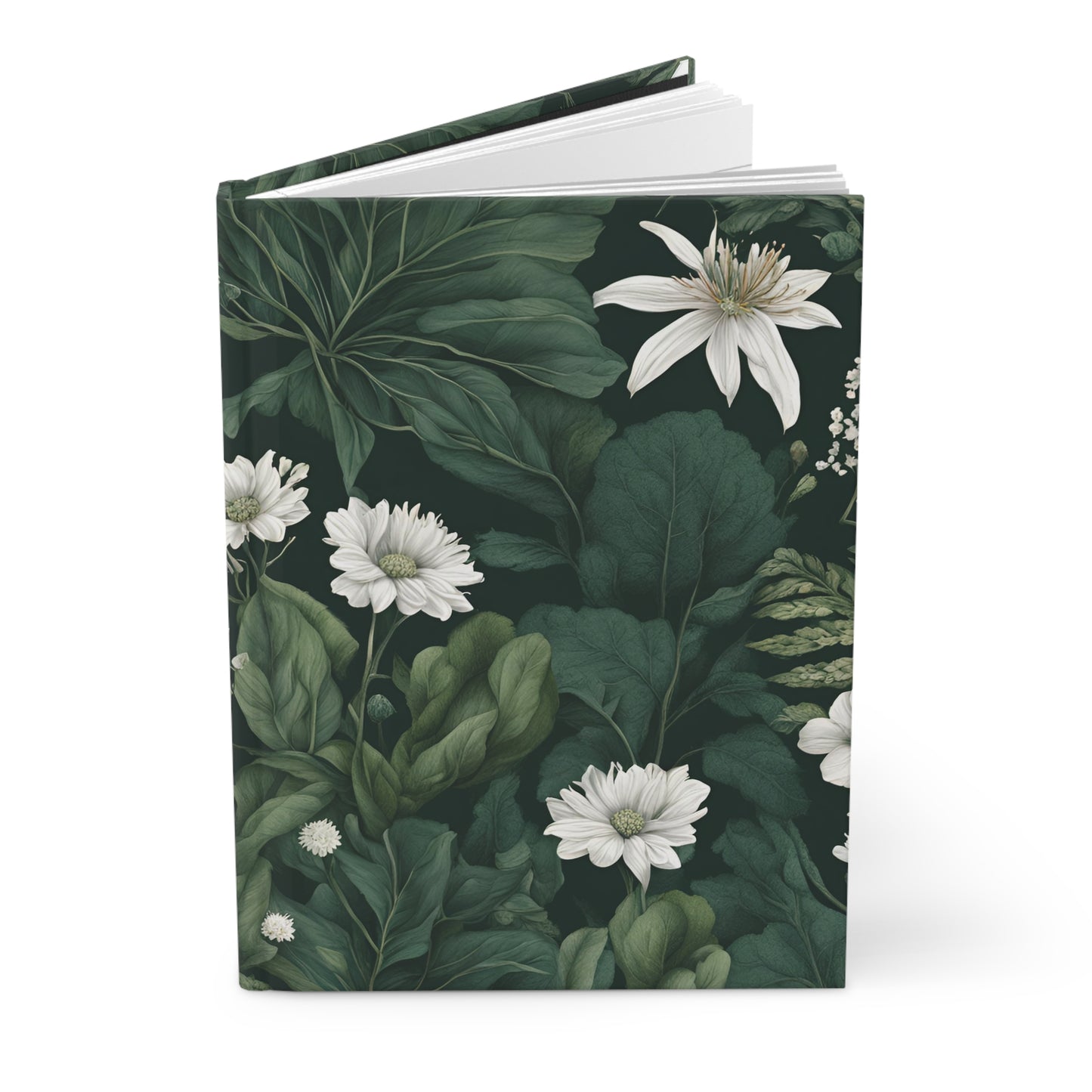 Notebook with floral design on a white background
