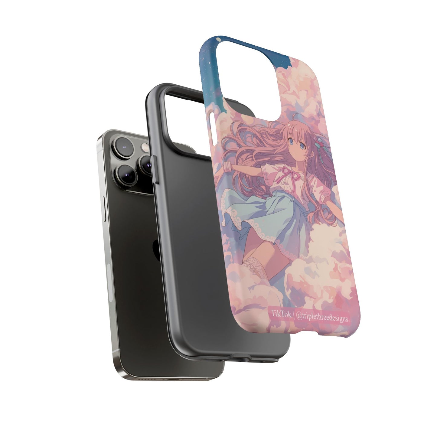 Dreamy Pastel Cloud Anime Girl Phone Case