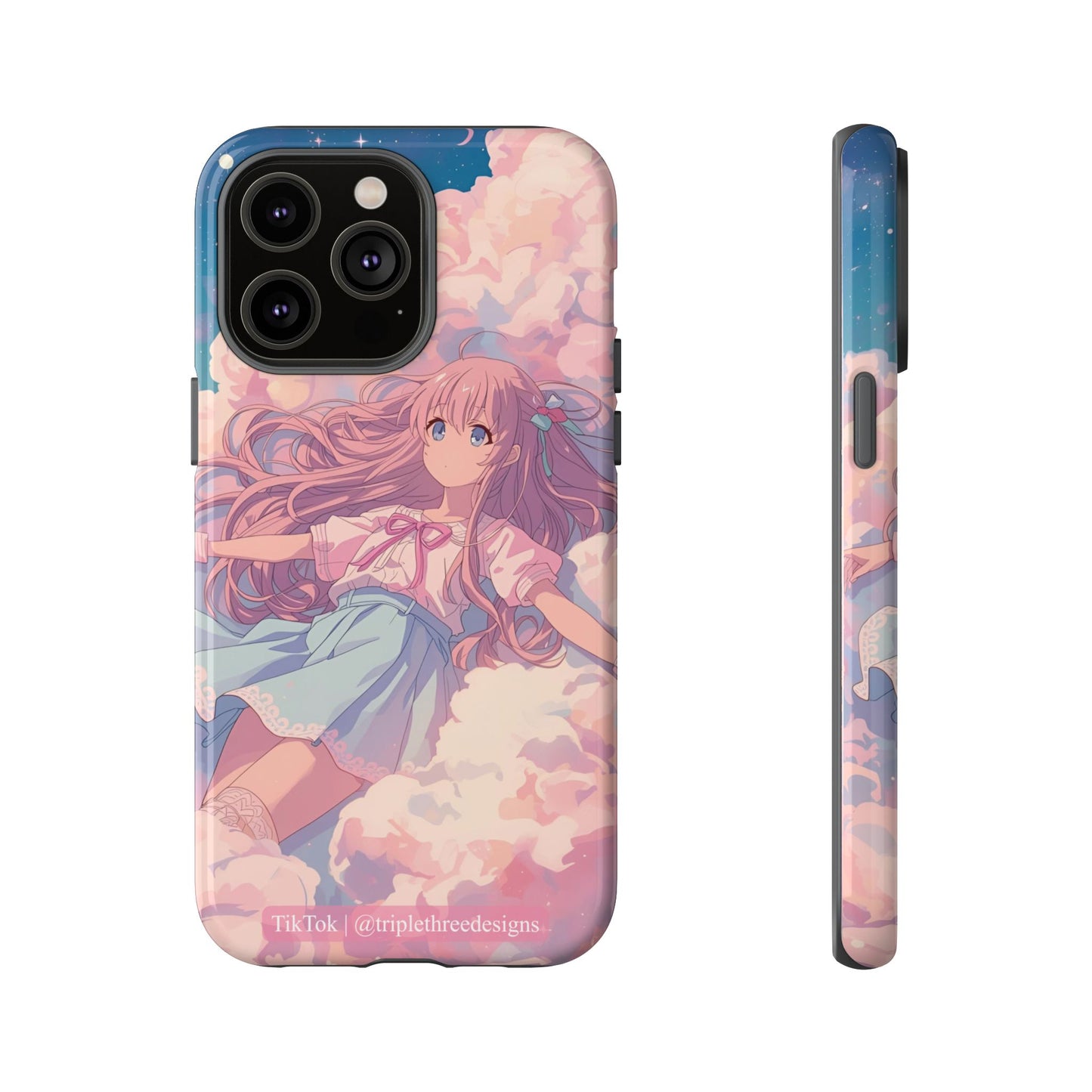 Dreamy Pastel Cloud Anime Girl Phone Case