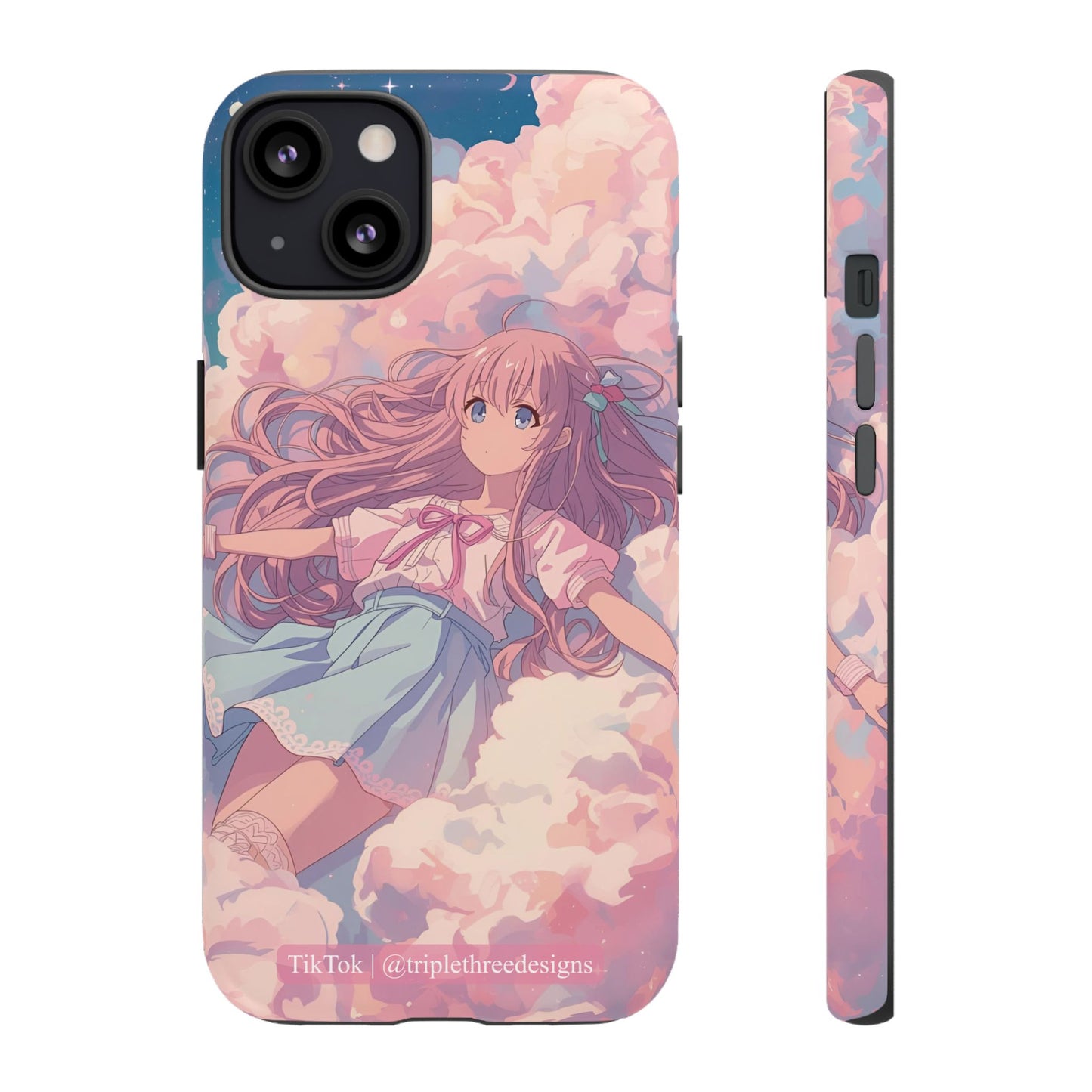 Dreamy Pastel Cloud Anime Girl Phone Case