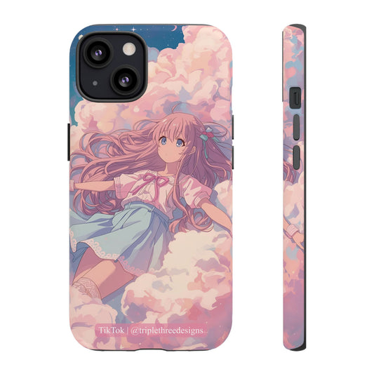 Dreamy Pastel Cloud Anime Girl Phone Case