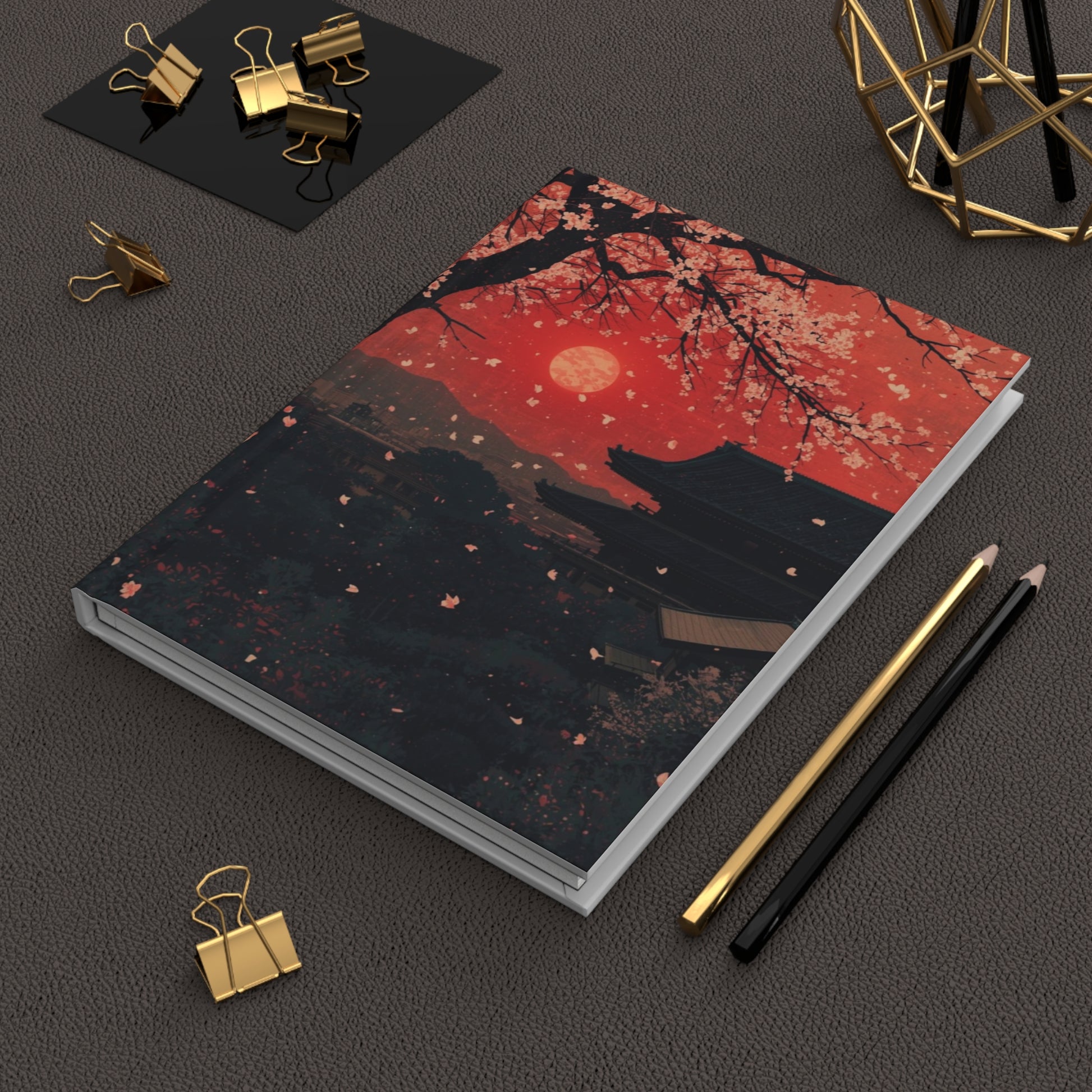 Cherry Blossom Sunset Nature Hardcover Notebook