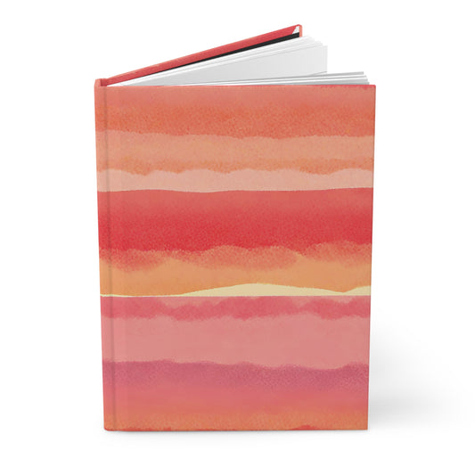 Notebook with a colorful striped design on a white background