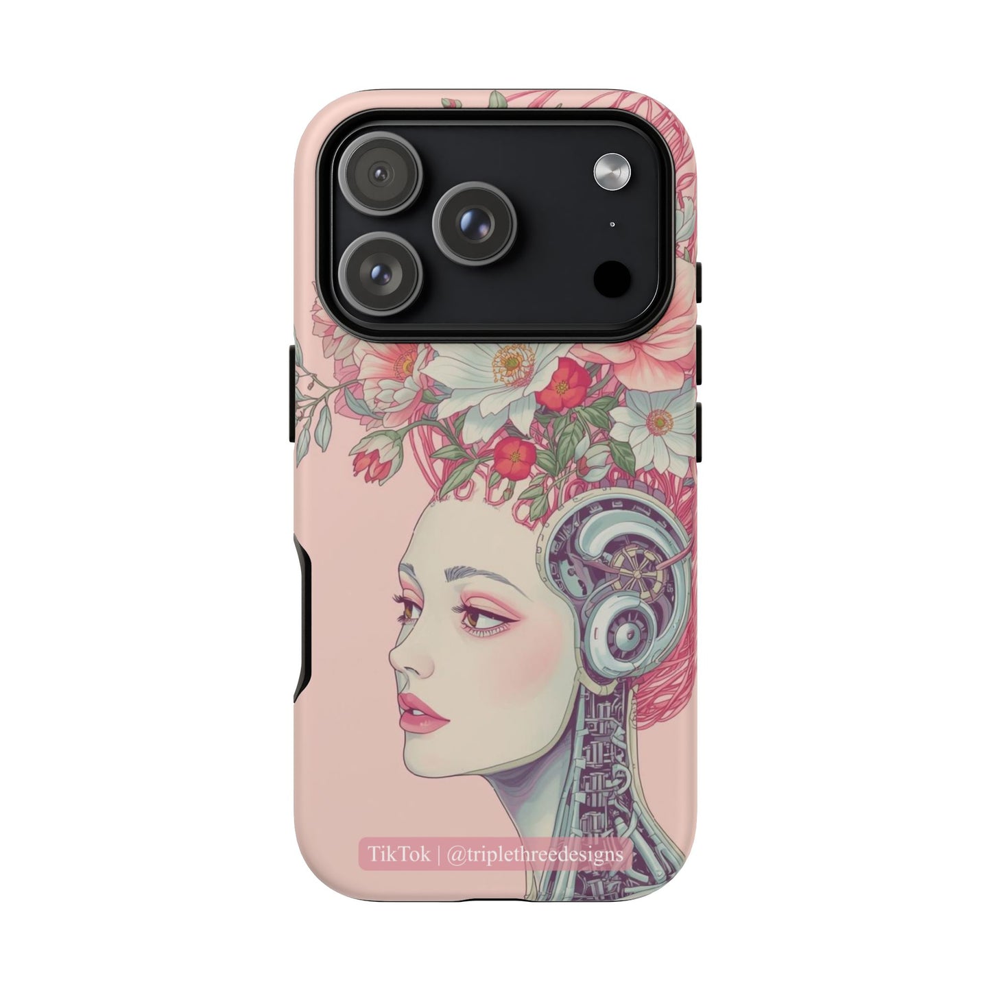 Pink Floral Cyberpunk Phone Case