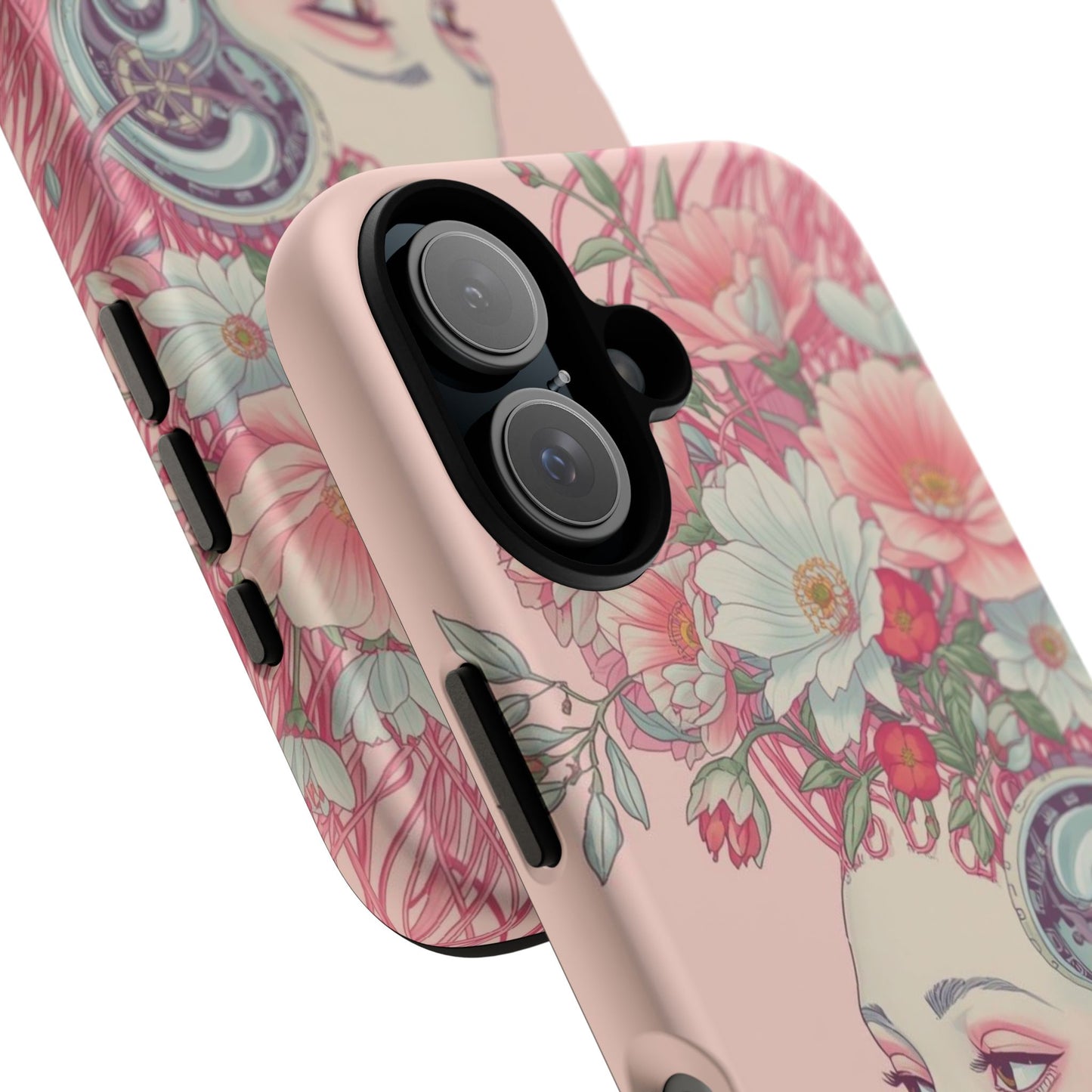 Pink Floral Cyberpunk Phone Case