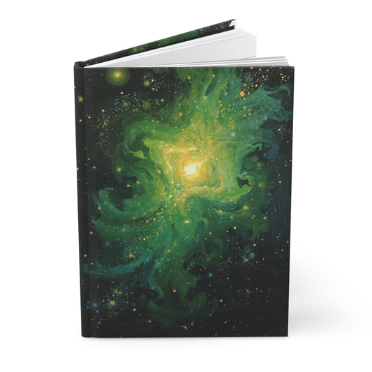 Galaxy Green Nebula Space Hardcover Notebook Front Cover