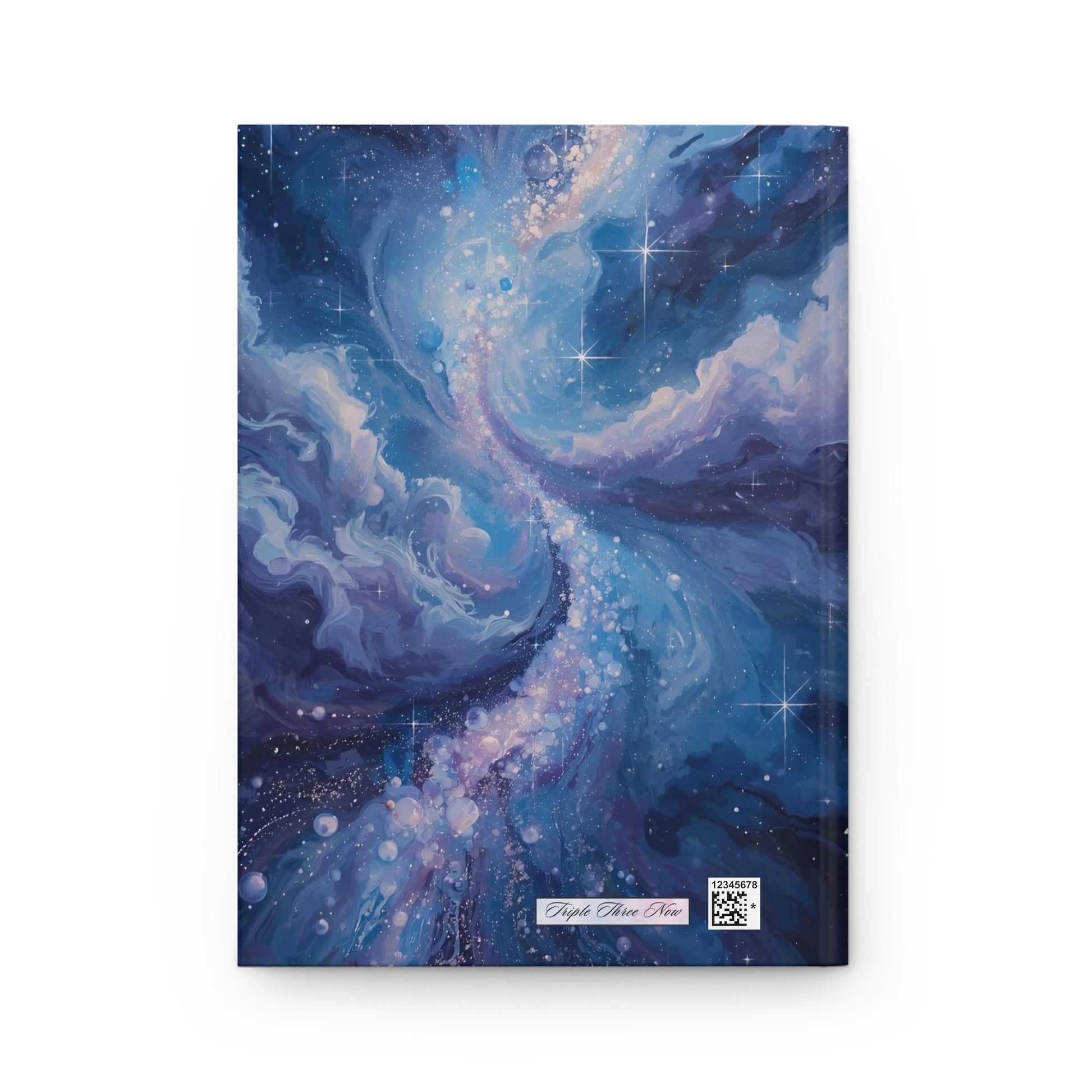 Notebook with a galaxy-themed cover on a white background