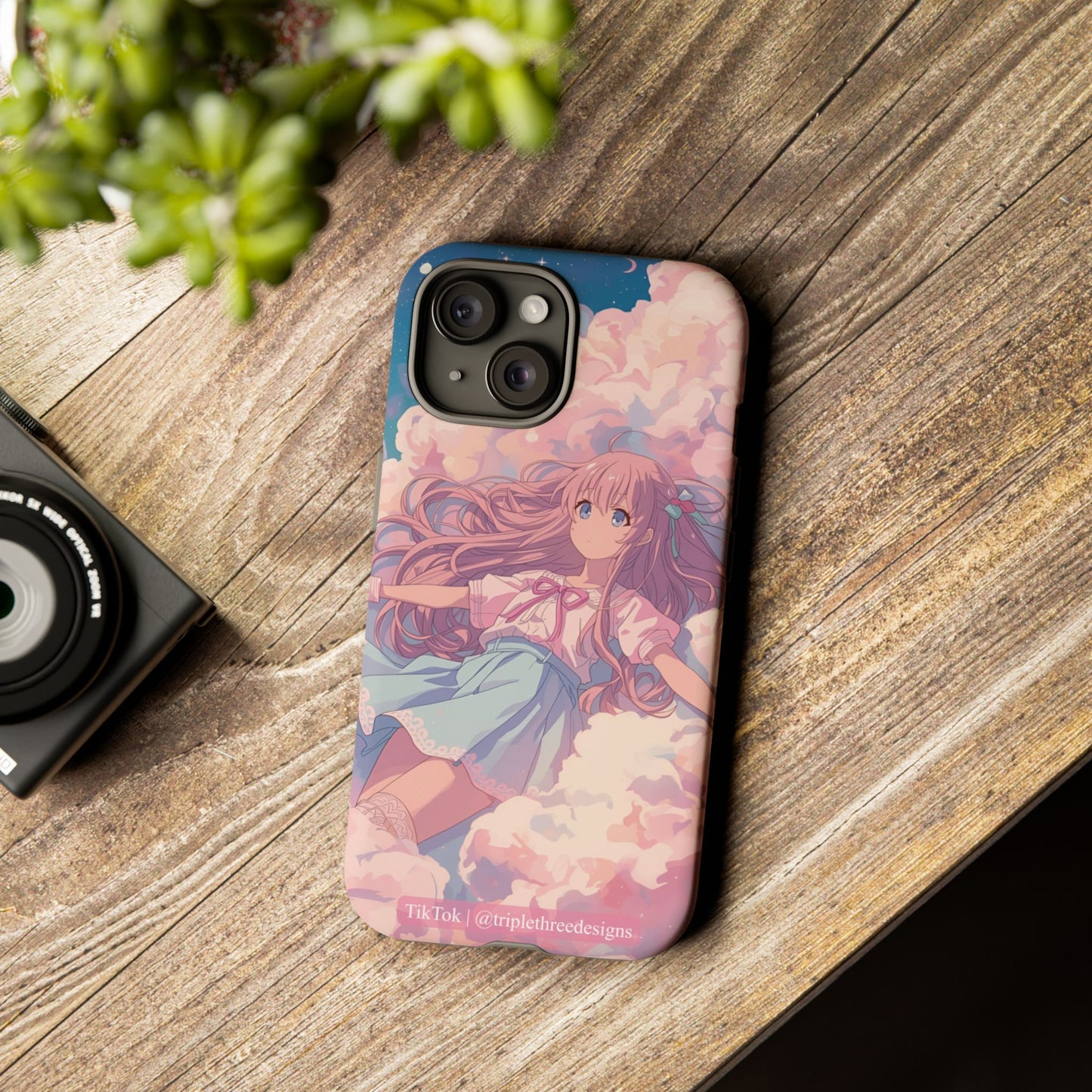 Dreamy Pastel Cloud Anime Girl Phone Case