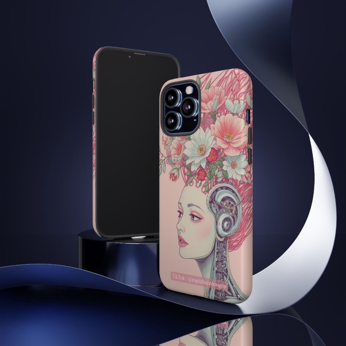 Pink Floral Cyberpunk Phone Case