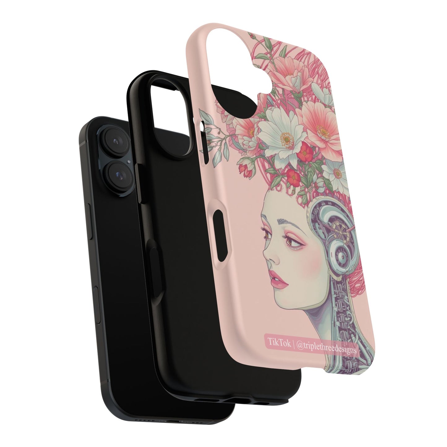 Pink Floral Cyberpunk Phone Case