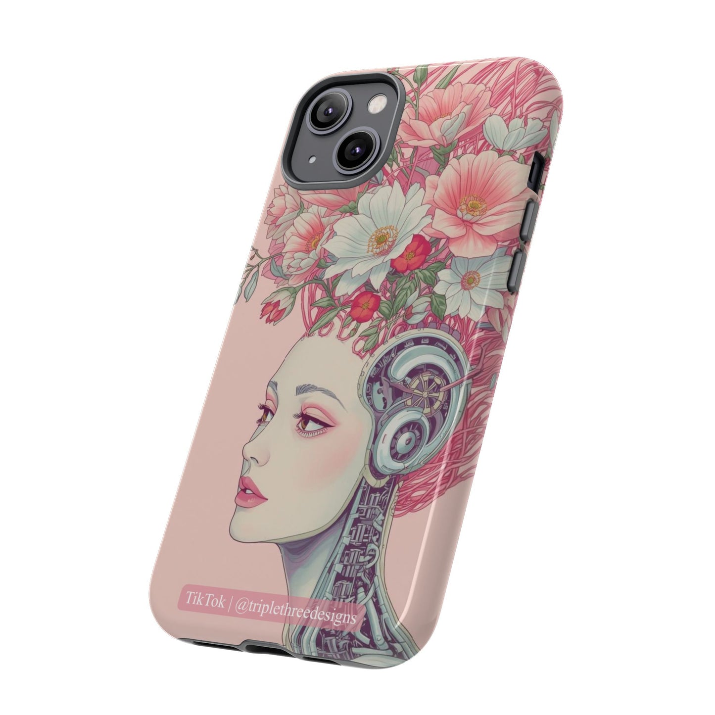 Pink Floral Cyberpunk Phone Case