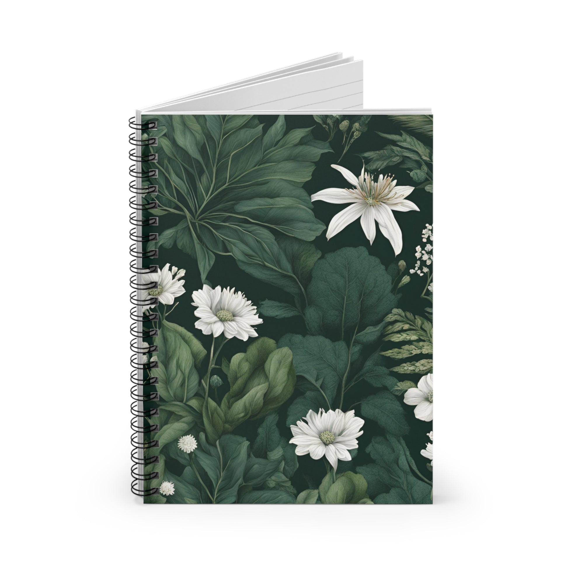 Notebook with floral design on a white background